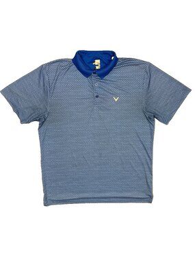 Callaway Golf Shirt Stretch Polo Short Sleeve Zig Zag Blue Large